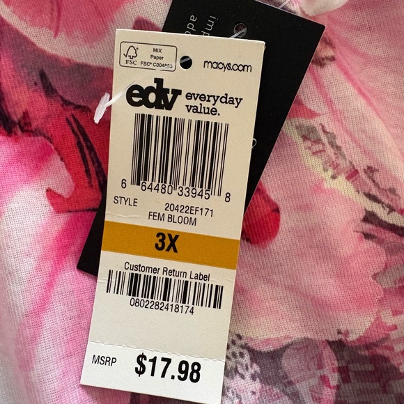 Style & Co. Floral Pink Women's Top - Picture 4 of 5